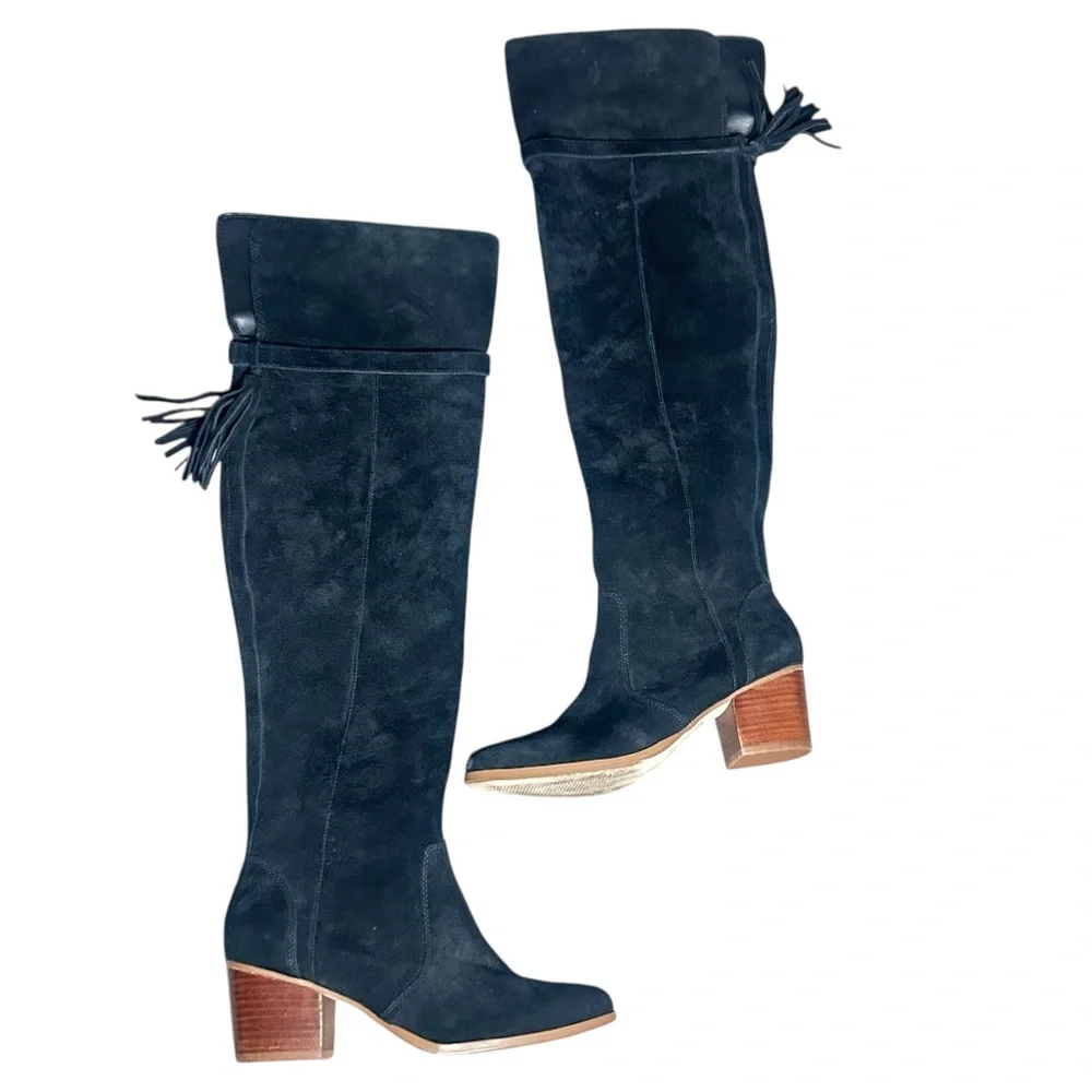 Sole Society Cow Suede Erika Over The Knee Boots Size 7 In Black